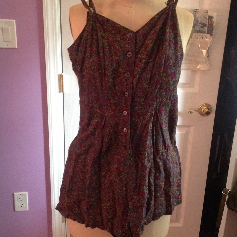 Strawberry Patterned Button Romper